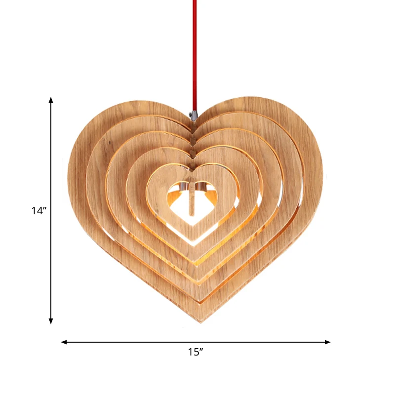 Hout Liefdevol Hart Pendellicht Eigentijds 1 Lamp Beige Hangende Hanglamp Boven Tafel Clearhalo