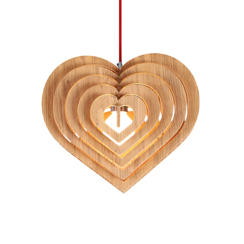 Hout Liefdevol Hart Pendellicht Eigentijds 1 Lamp Beige Hangende Hanglamp Boven Tafel Clearhalo