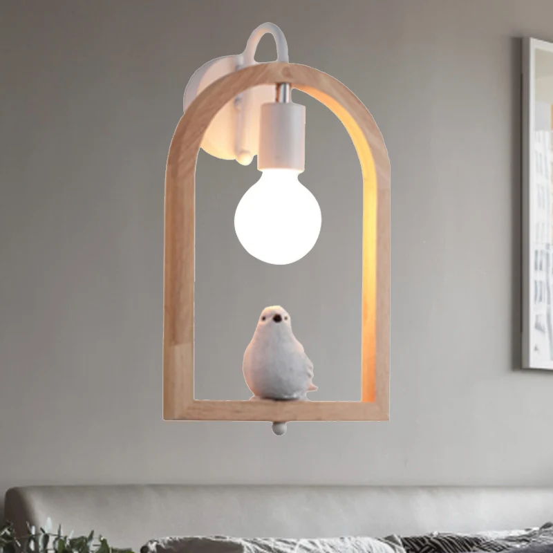 Houten gebogen plankwandlamp met mooie Deco Boutique 1-lichts moderne schanslamp beige Clearhalo