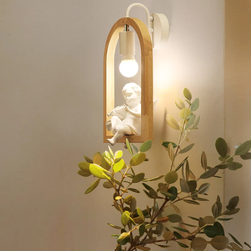 Houten gebogen plankwandlamp met mooie Deco Boutique 1-lichts moderne schanslamp beige Clearhalo
