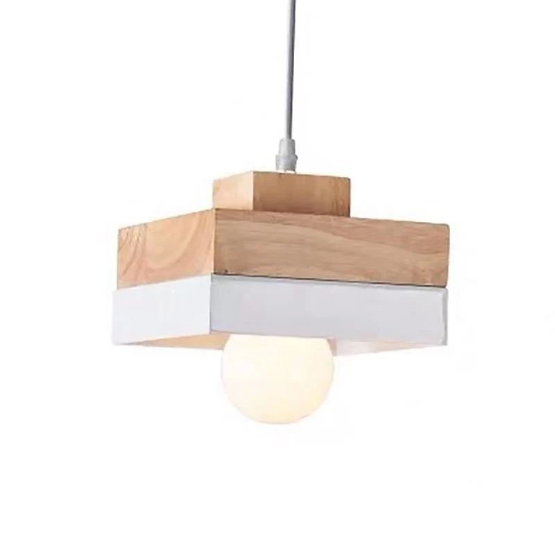 Houten geometrie hangende plafondlamp Eigentijdse 1-lichts metalen ophangverlichting voor eetkamer Clearhalo