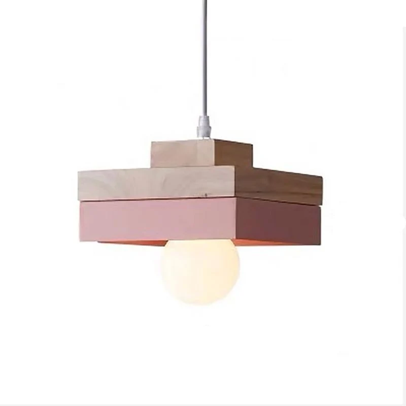 Houten geometrie hangende plafondlamp Eigentijdse 1-lichts metalen ophangverlichting voor eetkamer Clearhalo