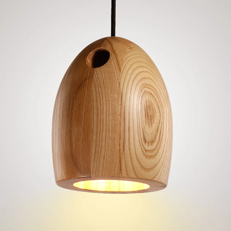 Houten koepel kleine hanglamp Nordic 1-lichts beige plafondhanglamp voor eetkamer Clearhalo