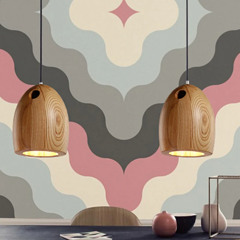 Houten koepel kleine hanglamp Nordic 1-lichts beige plafondhanglamp voor eetkamer Clearhalo