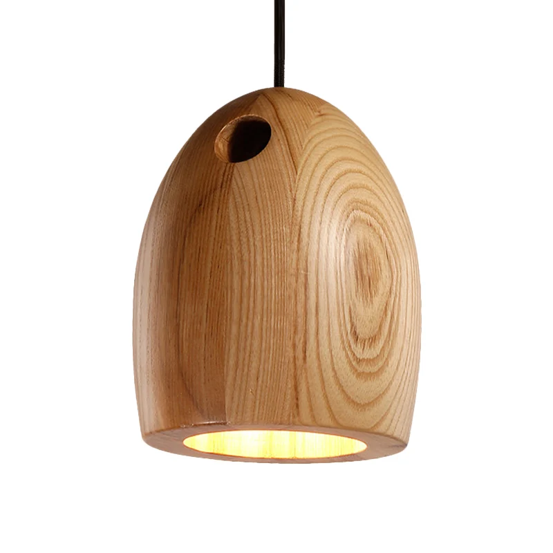 Houten koepel kleine hanglamp Nordic 1-lichts beige plafondhanglamp voor eetkamer Clearhalo