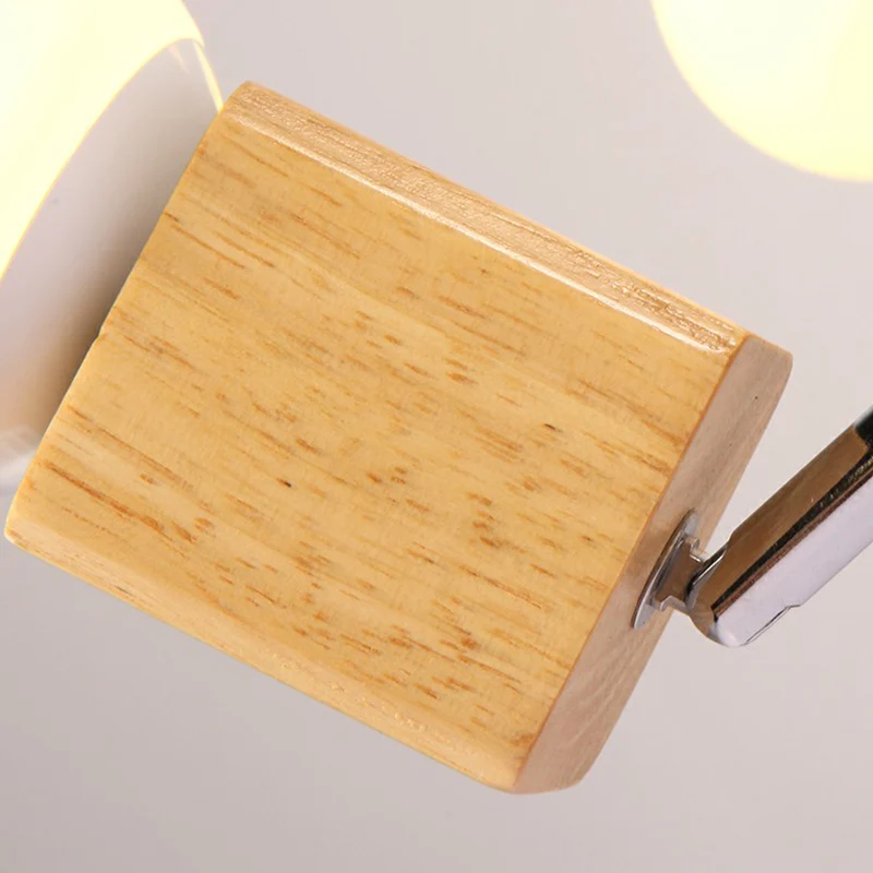 Houten kubus semi-gemonteerde verlichting Scandinavisch wit en beige plafondinbouwlamp met open lampontwerp Clearhalo