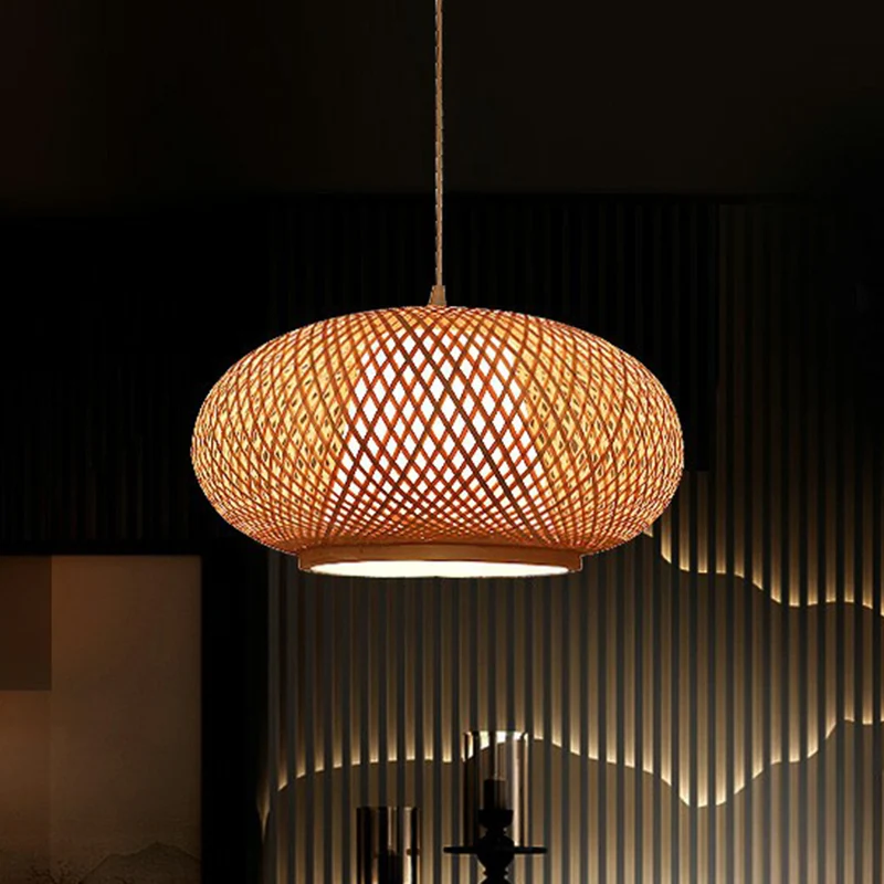 Houten lantaarn hanglamp Chinees 1 lamp bamboe hanglamp voor theesalon Clearhalo