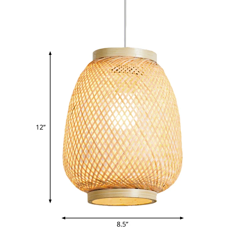 Houten Lantaarn Hanglamp Traditioneel Bamboe 1 Lamp Hanglampset voor Theehuis Clearhalo