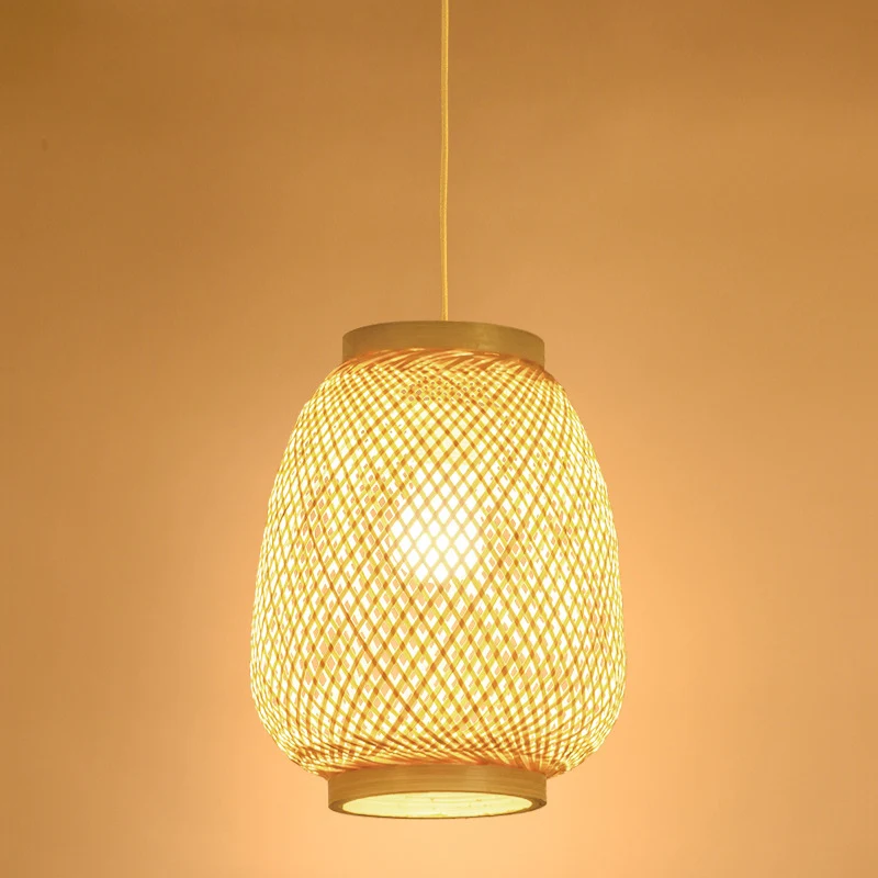 Houten Lantaarn Hanglamp Traditioneel Bamboe 1 Lamp Hanglampset voor Theehuis Clearhalo