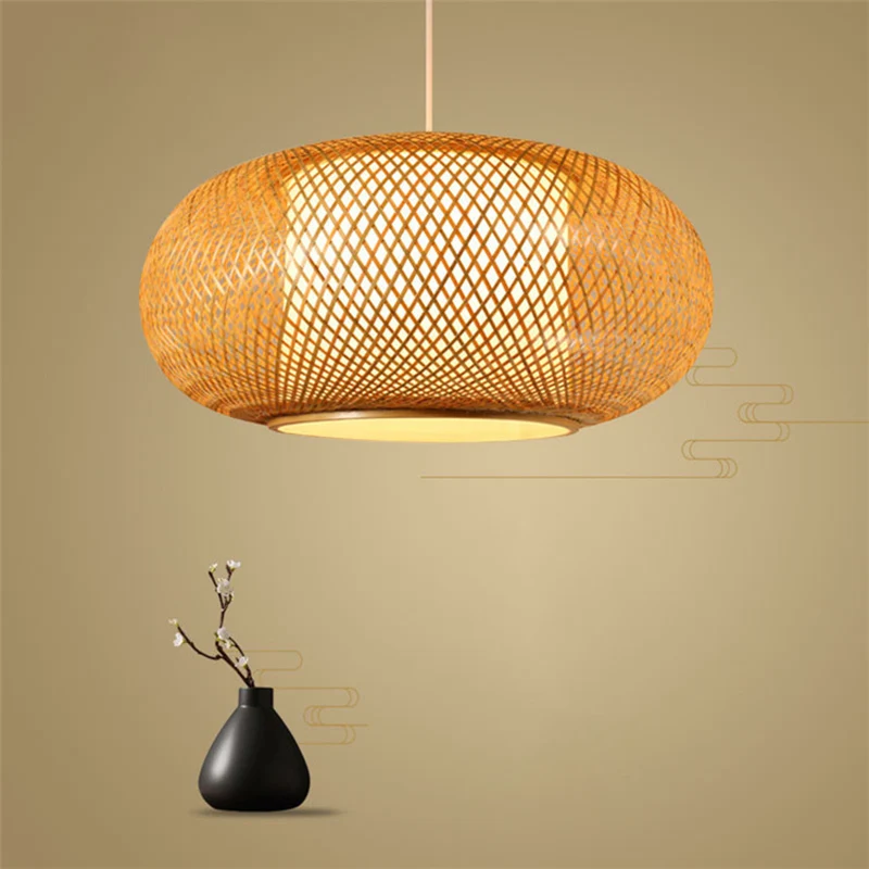 Houten pompoen-schaduwplafondlamp Aziatische stijl, 1 lamp, bamboe hanglamp Clearhalo
