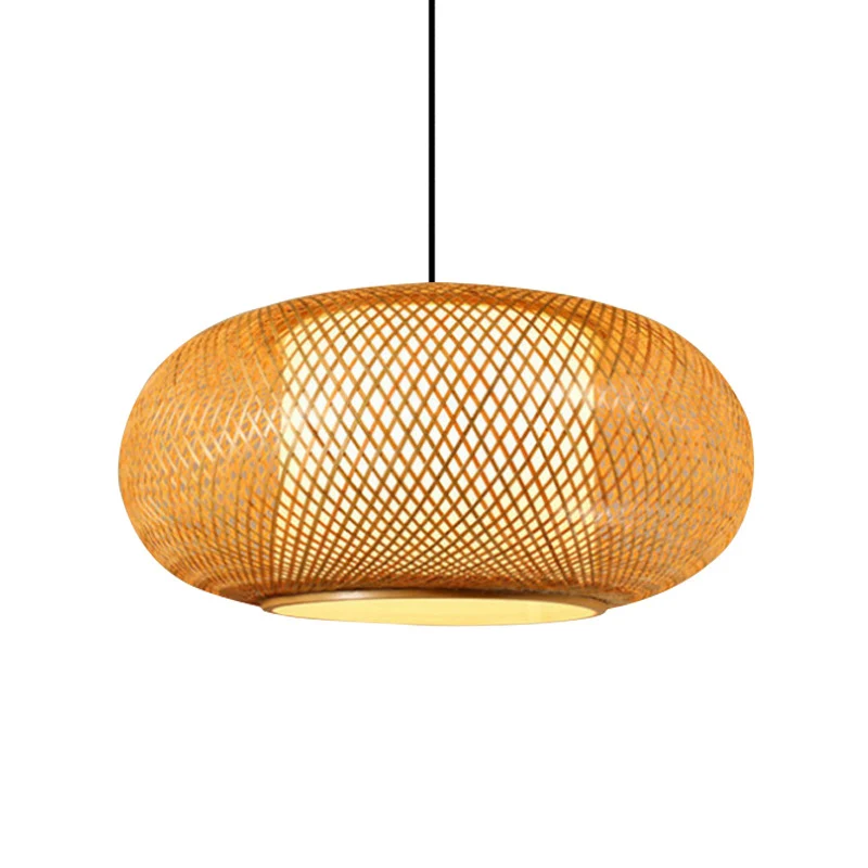 Houten pompoen-schaduwplafondlamp Aziatische stijl, 1 lamp, bamboe hanglamp Clearhalo