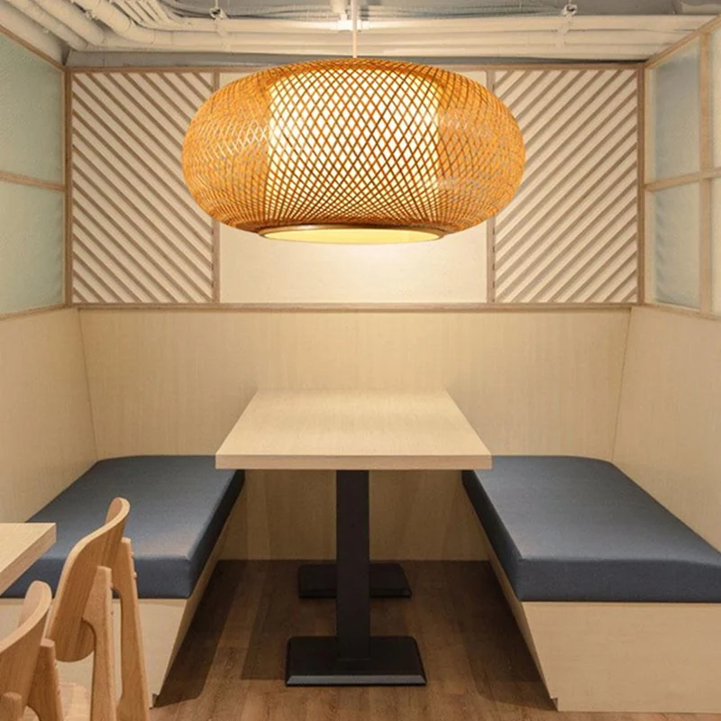 Houten pompoen-schaduwplafondlamp Aziatische stijl, 1 lamp, bamboe hanglamp Clearhalo