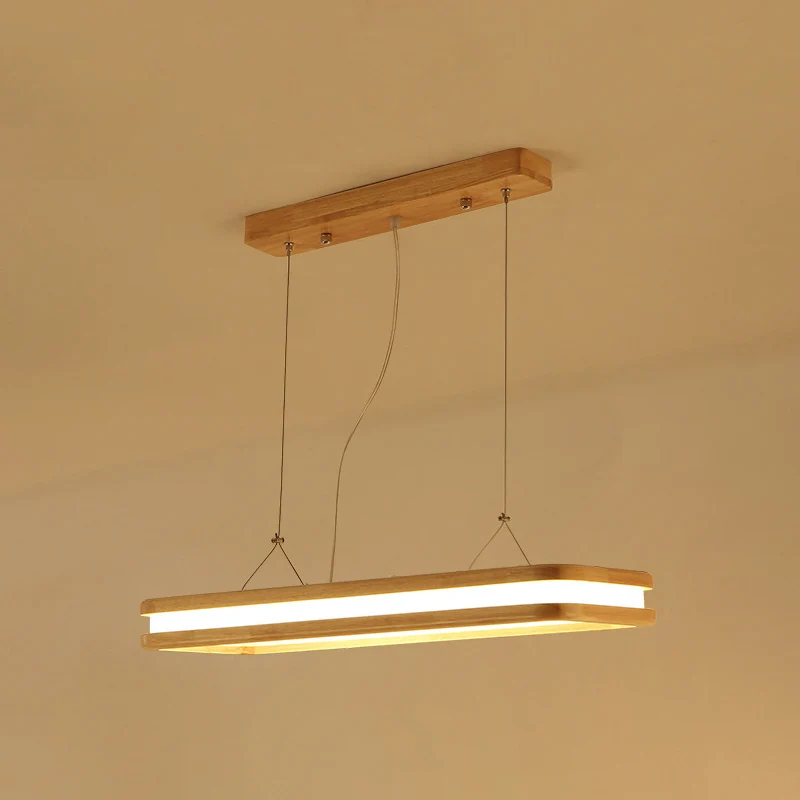 Houten rechthoekige hangende eilandlamp Minimalistische LED-plafondhanglamp van acryl voor het diner Clearhalo