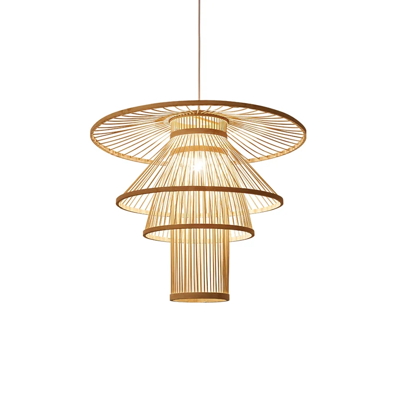 Houtgelaagde hanglamp Eenvoud 1 lamp Bamboe hanglamp voor theesalon Clearhalo