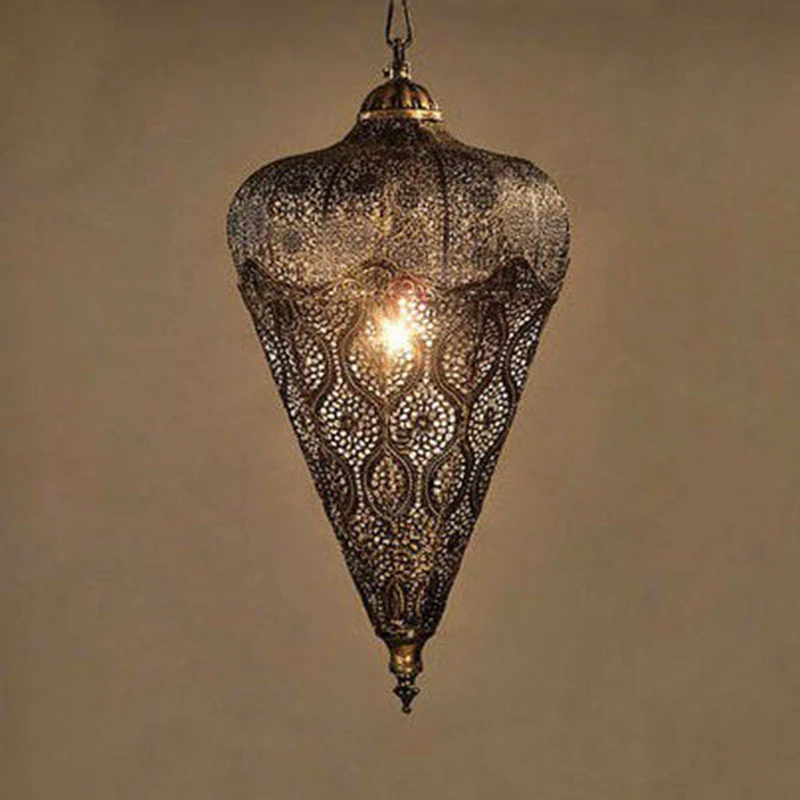 Ijzeren holle plafondlamp Klassieke hangende restauranthanglamp met één lamp brons Clearhalo