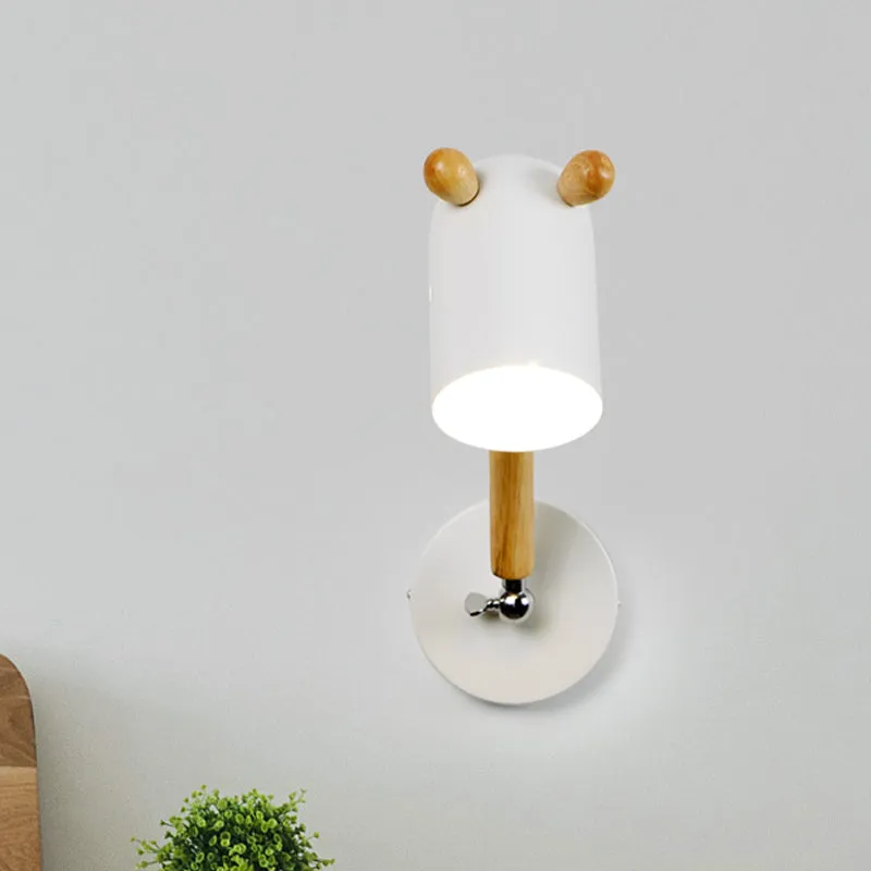 Ijzeren langwerpige koepel zwenkarm wandlamp kinderen 1 lamp wit/groen/grijs-hout blaker armatuur met ontluchtingsgat Clea...
