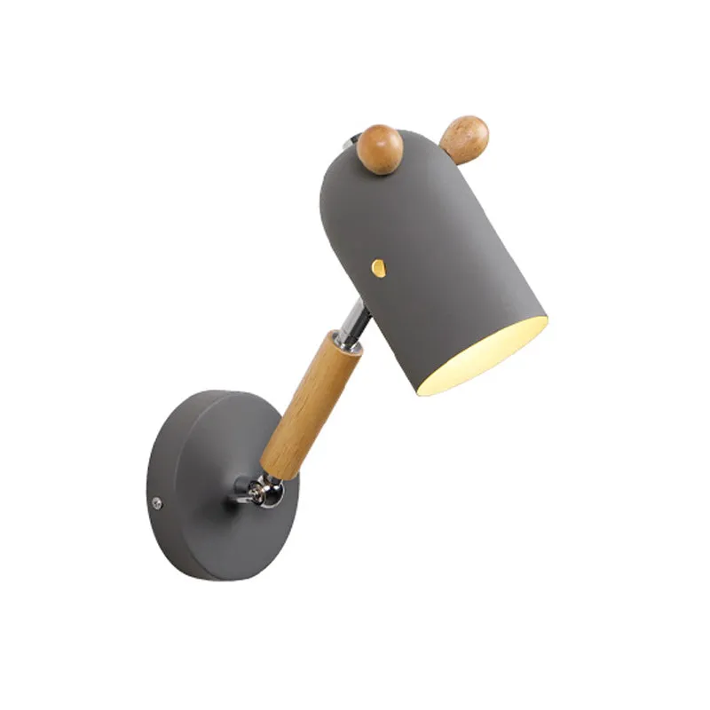Ijzeren langwerpige koepel zwenkarm wandlamp kinderen 1 lamp wit/groen/grijs-hout blaker armatuur met ontluchtingsgat Clea...