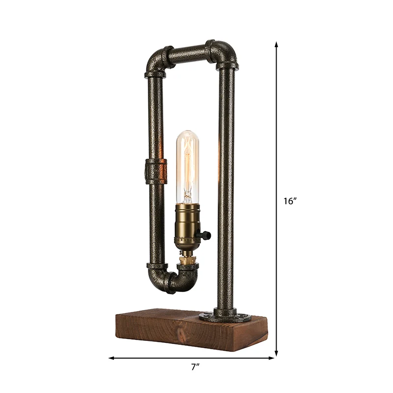 IJzeren rechthoekige tafelverlichting met achtergrondverlichting Vintage industriële slaapkamer met 1 hoofd en antiek kope...