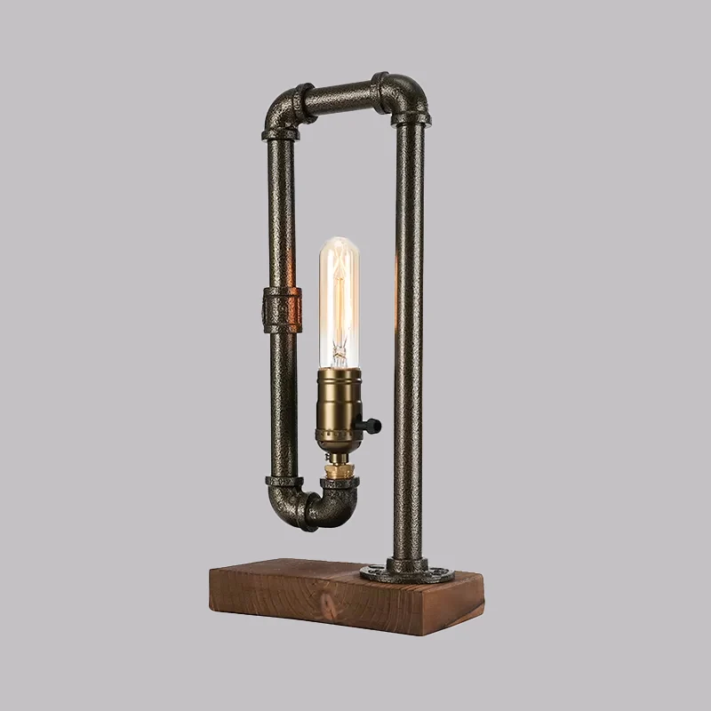IJzeren rechthoekige tafelverlichting met achtergrondverlichting Vintage industriële slaapkamer met 1 hoofd en antiek kope...