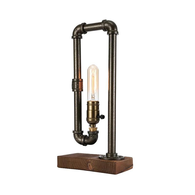 IJzeren rechthoekige tafelverlichting met achtergrondverlichting Vintage industriële slaapkamer met 1 hoofd en antiek kope...
