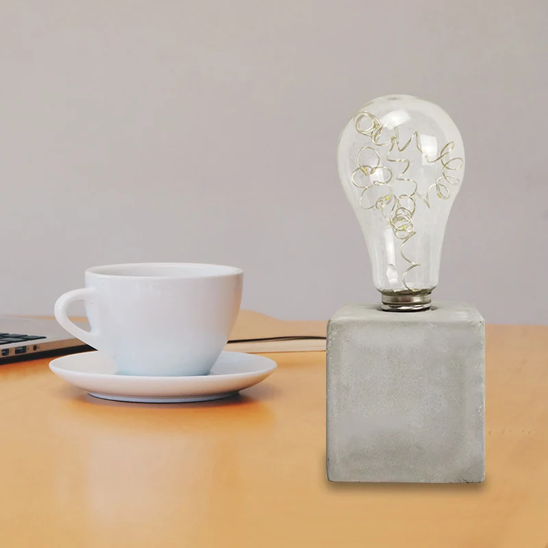 Industriële cementtafelverlichting Open kale tafellamp met één licht grijze kleur voor kinderslaapkamer Clearhalo