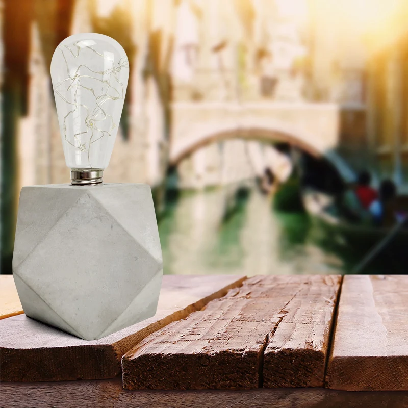 Industriële cementtafelverlichting Open kale tafellamp met één licht grijze kleur voor kinderslaapkamer Clearhalo