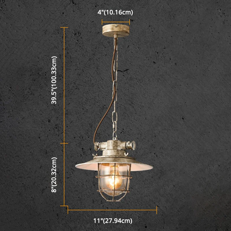 Industriële ijzeren kooi hanglamp koperpatina 1 lichte ophanglamp met verstelbare ketting Clearhalo