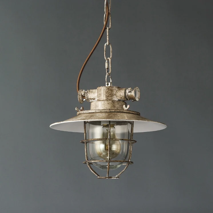 Industriële ijzeren kooi hanglamp koperpatina 1 lichte ophanglamp met verstelbare ketting Clearhalo