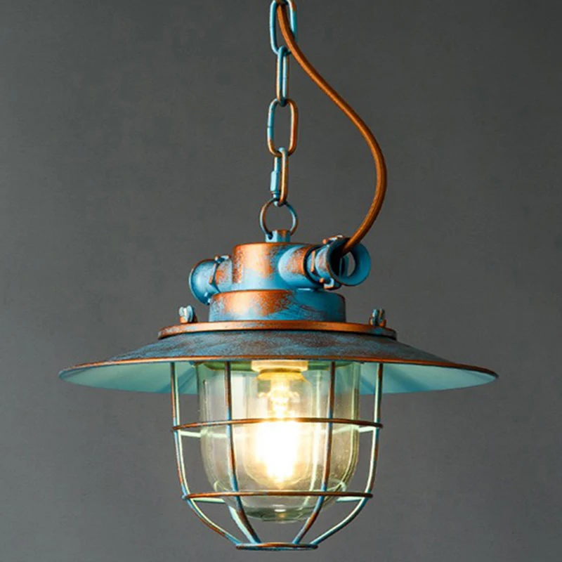 Industriële ijzeren kooi hanglamp koperpatina 1 lichte ophanglamp met verstelbare ketting Clearhalo