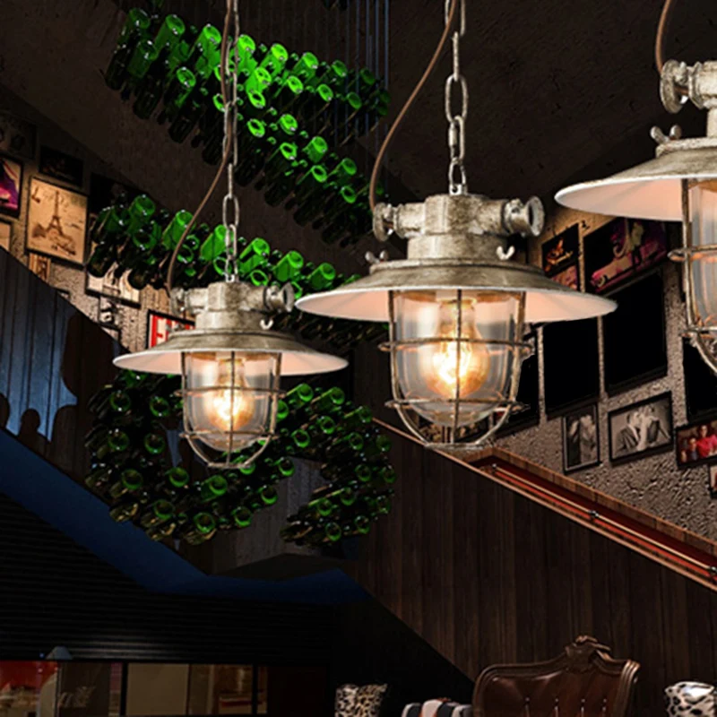 Industriële ijzeren kooi hanglamp koperpatina 1 lichte ophanglamp met verstelbare ketting Clearhalo