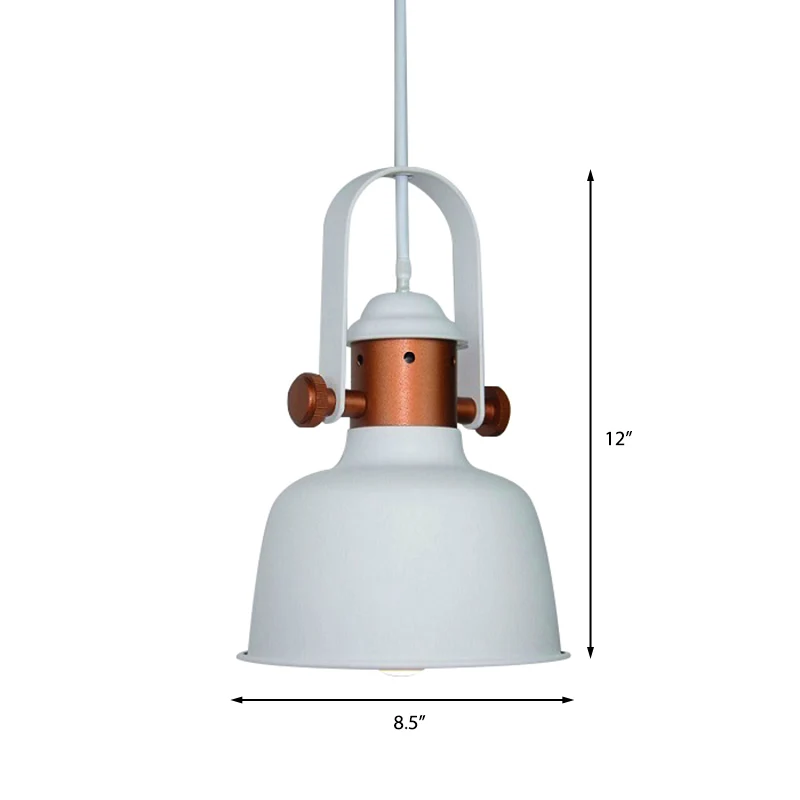 Industriële schuurschaduw hanglamp 1 kop metalen hanglamp met handvat zwart/wit voor keuken Clearhalo