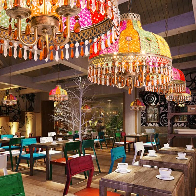 Iron Bud hanglamp antiek 1/2/3 lampen restaurant hanglamp met hangend kristal Clearhalo
