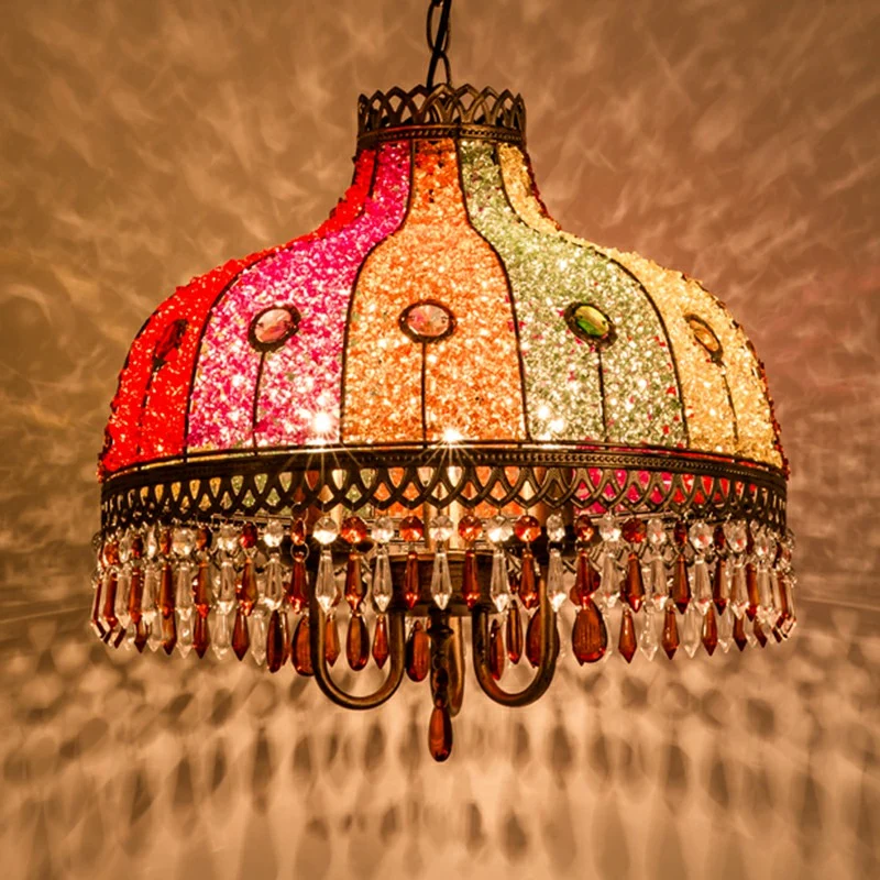 Iron Bud hanglamp antiek 1/2/3 lampen restaurant hanglamp met hangend kristal Clearhalo
