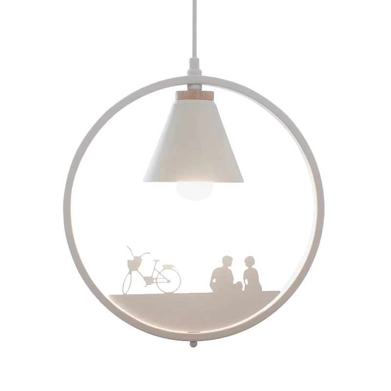 Iron Cone Shade hanglamp Nordic 1 lamp zwart/wit hangend lichtarmatuur met papiersnijdende decoratie Clearhalo