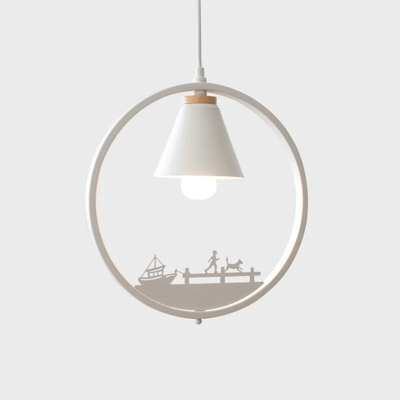 Iron Cone Shade hanglamp Nordic 1 lamp zwart/wit hangend lichtarmatuur met papiersnijdende decoratie Clearhalo