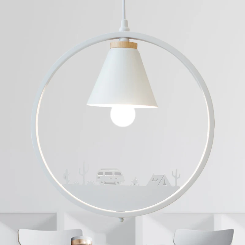 Iron Cone Shade hanglamp Nordic 1 lamp zwart/wit hangend lichtarmatuur met papiersnijdende decoratie Clearhalo