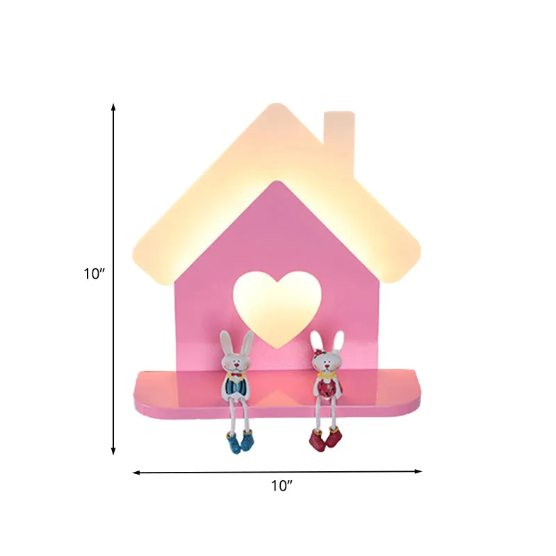 Iron House Plaatsbare wandlamp Sconce Kids LED roze wandlamp met liefdevol hartpatroon wit/3 kleuren licht Clearhalo