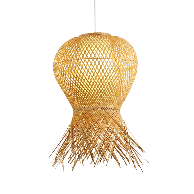 Japanse handgemaakte hanglamp bamboe 1-lamps hangend verlichtingsarmatuur beige Clearhalo