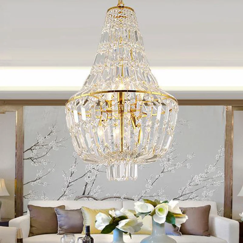 Jar Empire Kroonluchter Modernistisch Kristal 4 Hoofden Goud/Zilver Plafond Hanglamp voor Slaapkamer Clearhalo