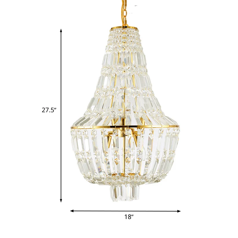 Jar Empire Kroonluchter Modernistisch Kristal 4 Hoofden Goud/Zilver Plafond Hanglamp voor Slaapkamer Clearhalo