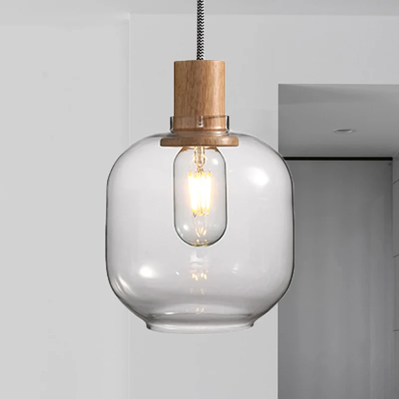 Jar Hanglamp Nordic 1 Licht Helder Glazen Slaapkamer Hanglamp Kit, 5"/6" Breed Clearhalo