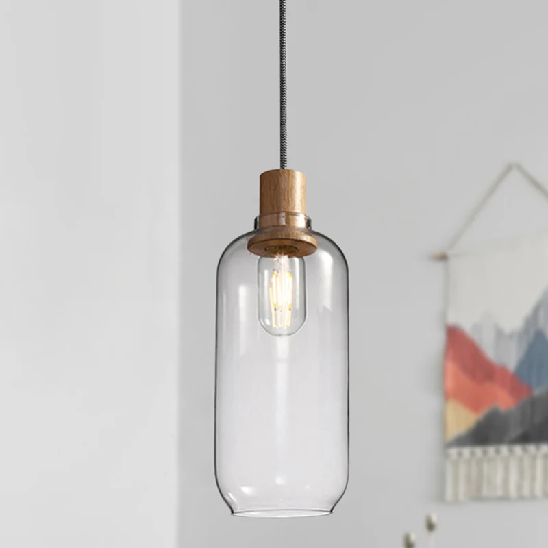 Jar Hanglamp Nordic 1 Licht Helder Glazen Slaapkamer Hanglamp Kit, 5"/6" Breed Clearhalo