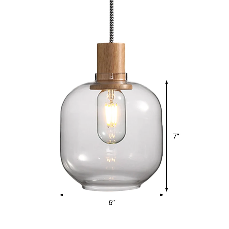 Jar Hanglamp Nordic 1 Licht Helder Glazen Slaapkamer Hanglamp Kit, 5"/6" Breed Clearhalo