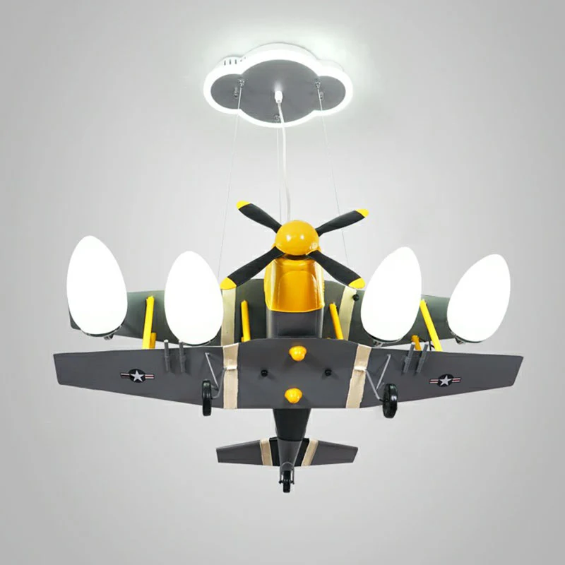 Jet Shape Metallic LED Suspension Lighting Kindergrijs kroonluchterlicht voor kinderkamer Clearhalo