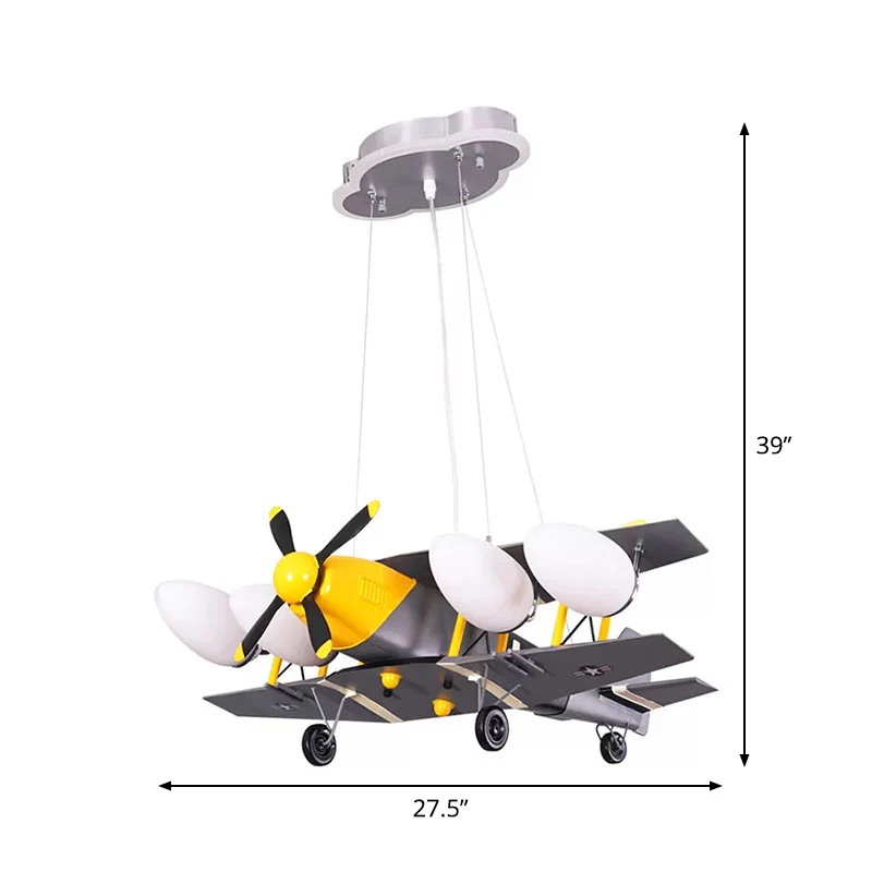 Jet Shape Metallic LED Suspension Lighting Kindergrijs kroonluchterlicht voor kinderkamer Clearhalo