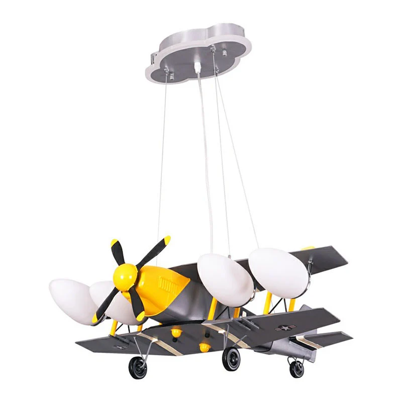 Jet Shape Metallic LED Suspension Lighting Kindergrijs kroonluchterlicht voor kinderkamer Clearhalo