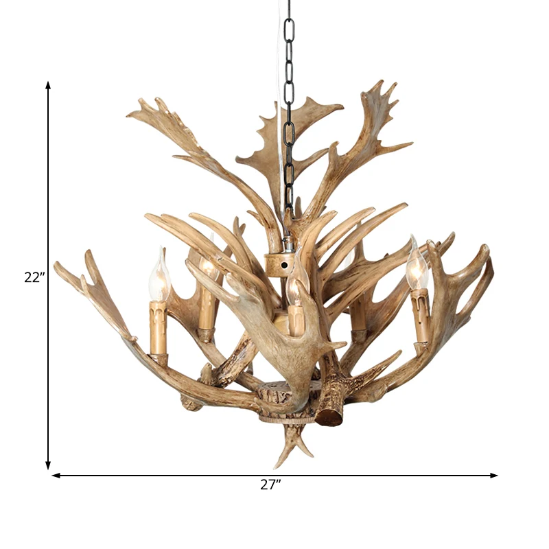 Kaars Eetkamer Hanglamp Traditioneel Hars 5 Lampen Lichtbruine Kroonluchter Hanglamp Clearhalo