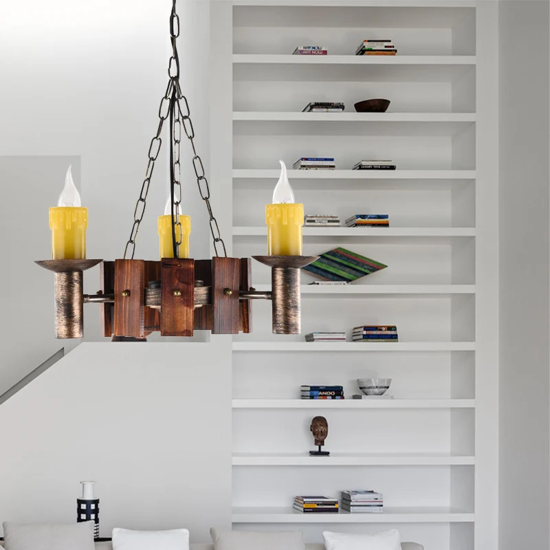 Kaars Vintage hangende lichte metalen kroonluchters messing voor koffiehuiswoonkamer Clearhalo