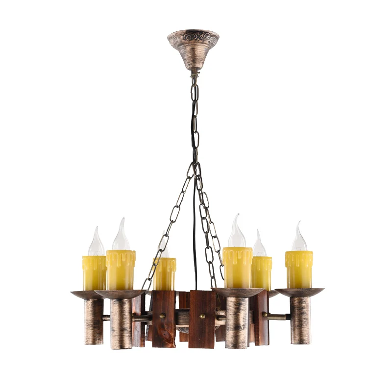 Kaars Vintage hangende lichte metalen kroonluchters messing voor koffiehuiswoonkamer Clearhalo