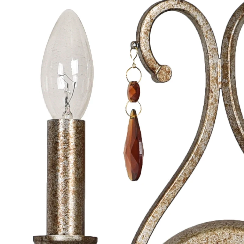 Kaarswandkandelaar Frans landelijk ijzer 2-lichts verouderd zilveren schanslamp met K9 Crystal Deco Clearhalo